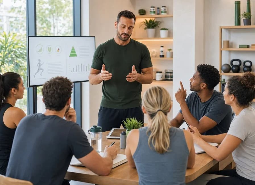 Formación de NutriLab360: un profesional presentando contenidos de nutrición a un grupo